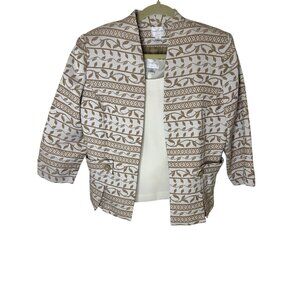 Emma James Womens Size 12 Beige & White Old Money Blazer Jacket w/ Shell top